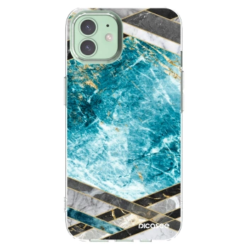 Picasee husă transparentă din silicon pentru Apple iPhone 12 - Blue geometry