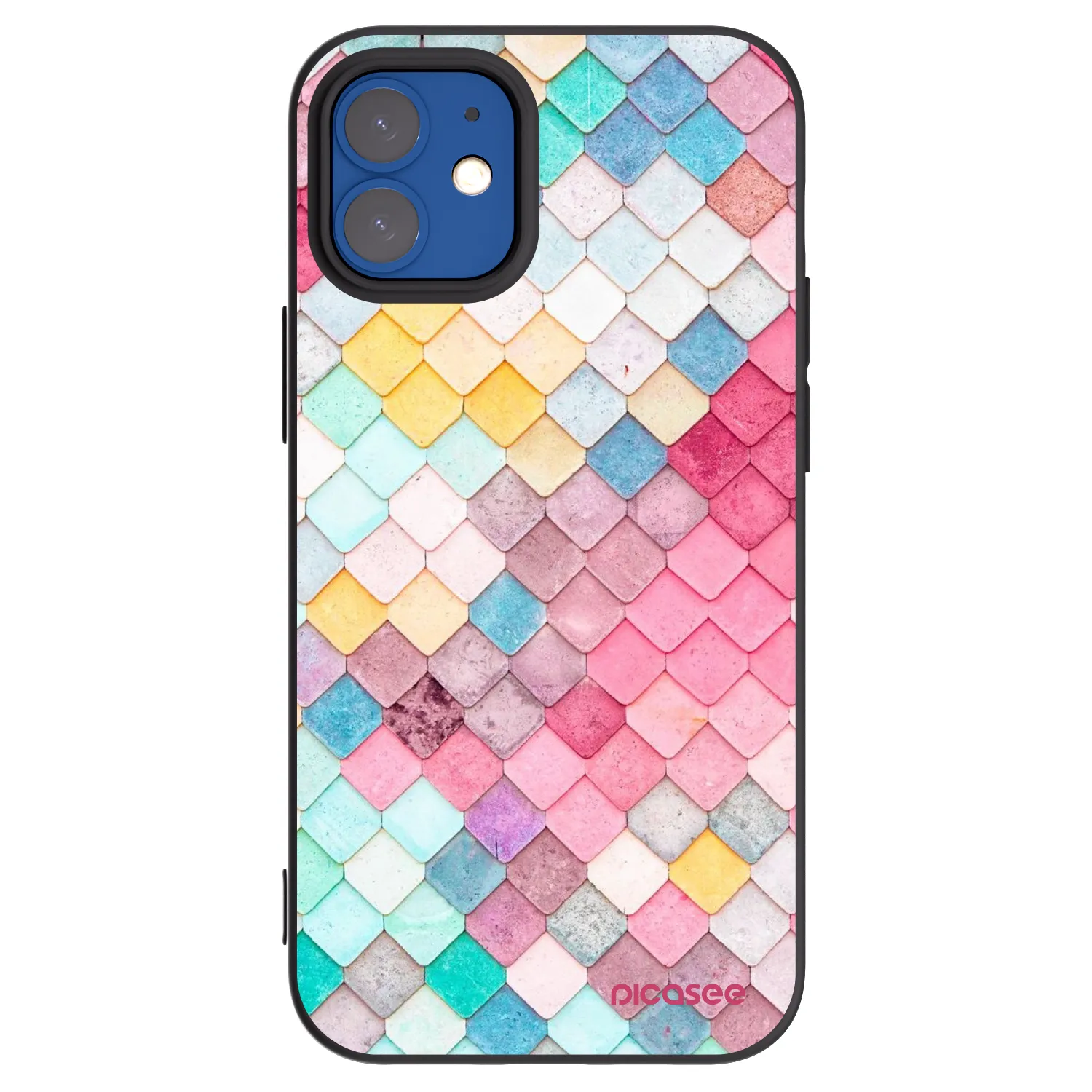 Picasee husă neagră din silicon pentru Apple iPhone 12 mini - Colorful roof