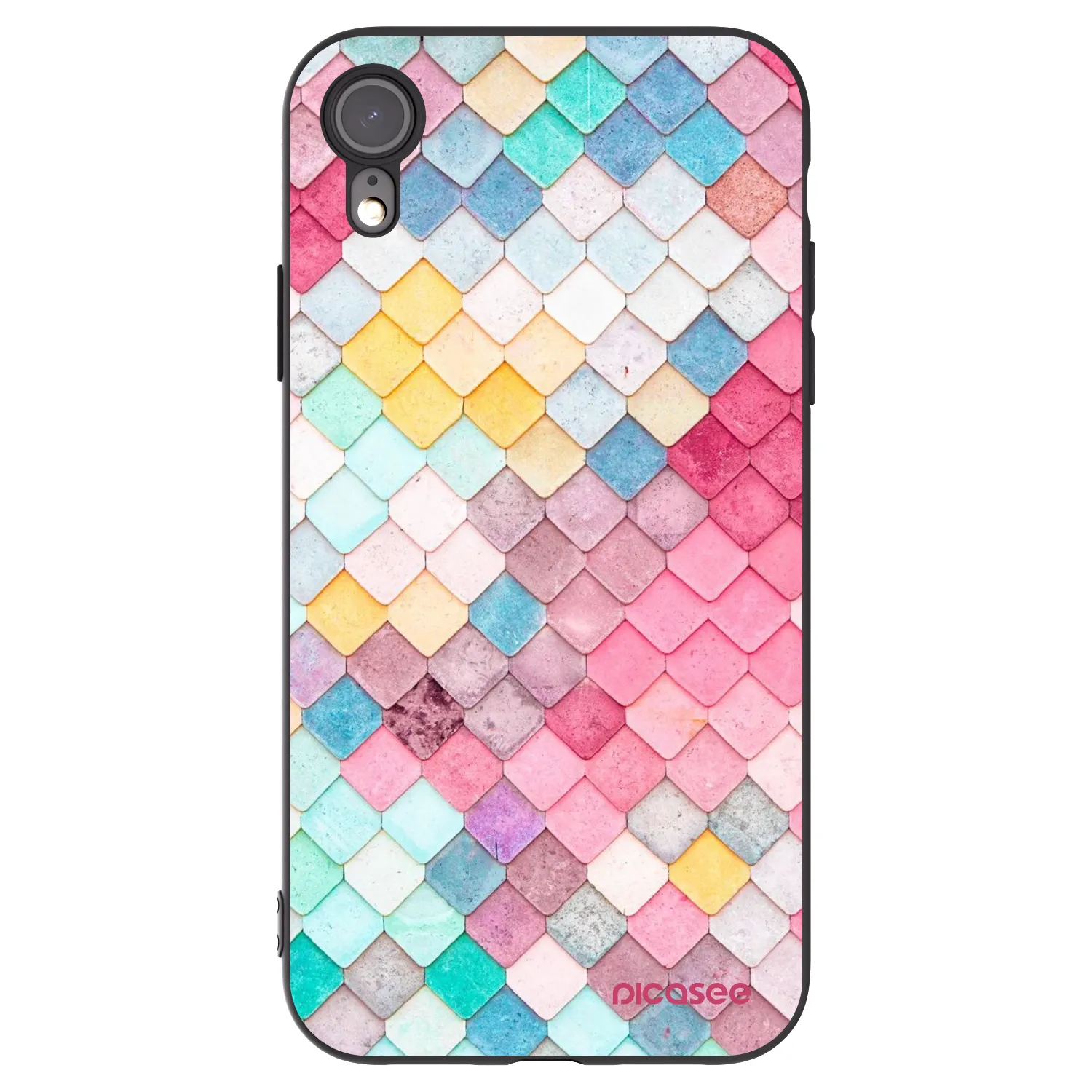 Picasee husă neagră din silicon pentru Apple iPhone XR - Colorful roof