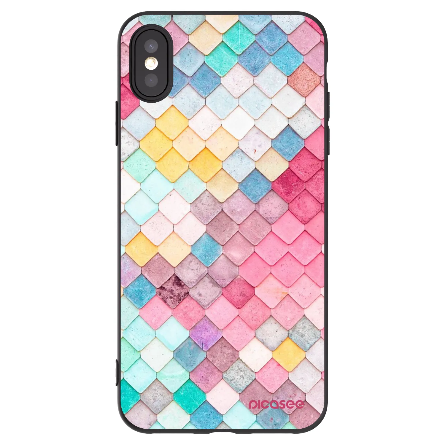 Picasee husă neagră din silicon pentru Apple iPhone XS Max - Colorful roof