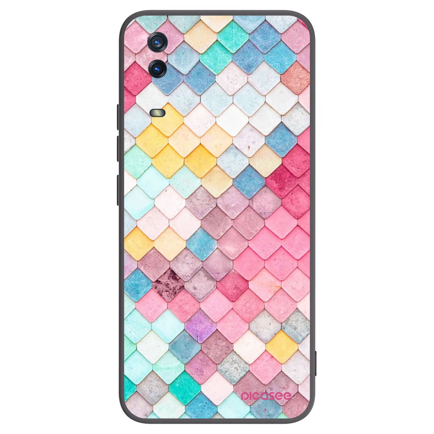 Picasee husă neagră din silicon pentru Vivo Y11s - Colorful roof