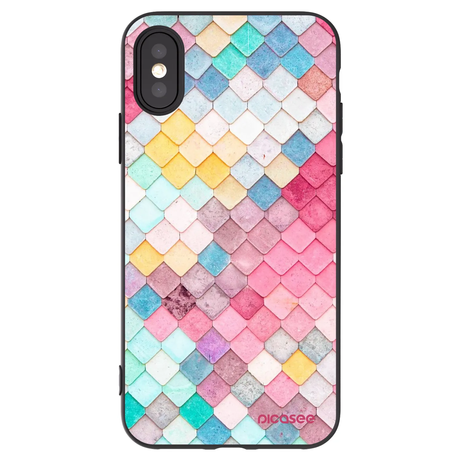 Picasee husă neagră din silicon pentru Apple iPhone X/XS - Colorful roof