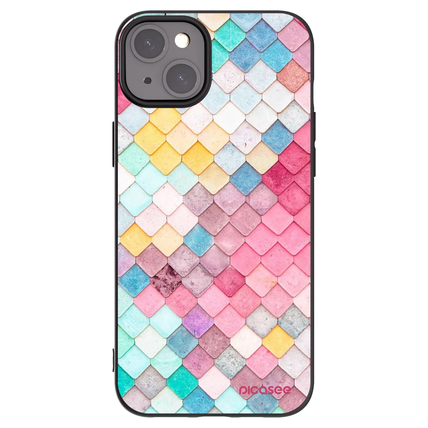 Picasee husă neagră din silicon pentru Apple iPhone 15 Plus - Colorful roof