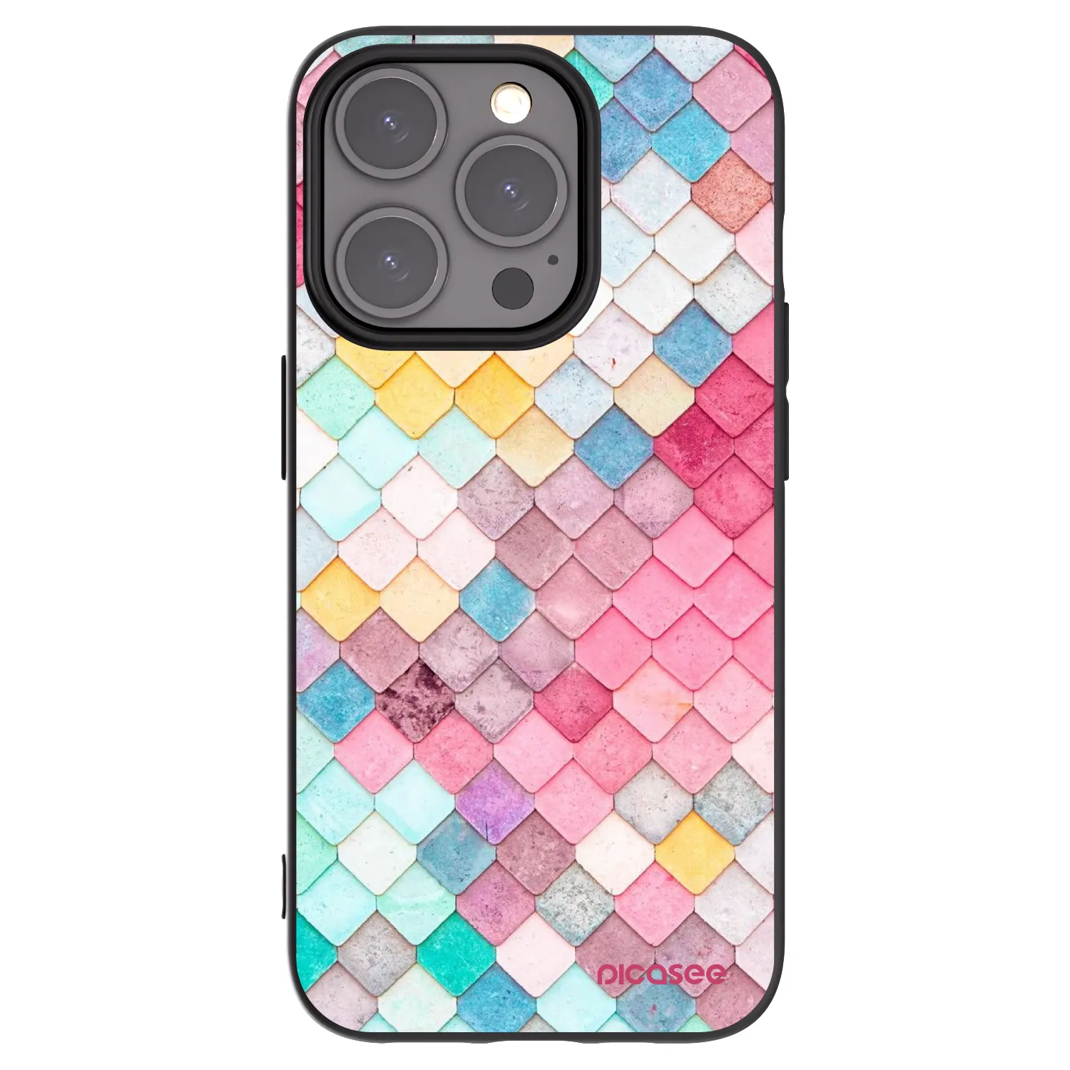 Picasee husă neagră din silicon pentru Apple iPhone 15 Pro - Colorful roof