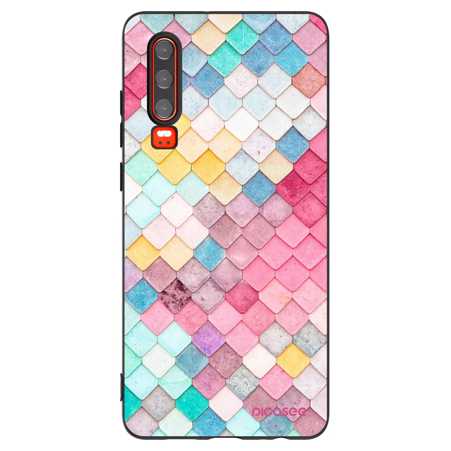 Picasee husă neagră din silicon pentru Huawei P30 - Colorful roof