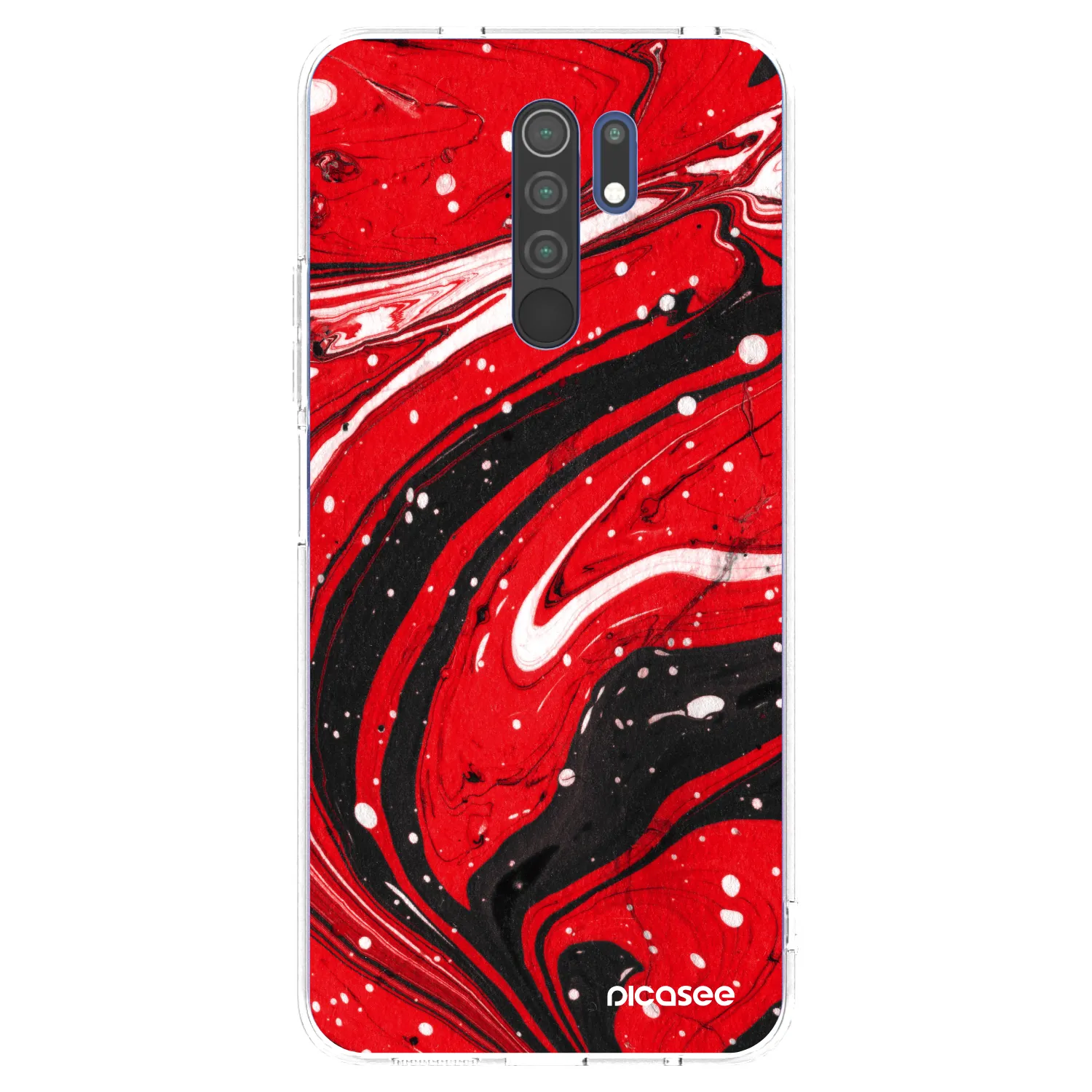 Picasee husă transparentă din silicon pentru Xiaomi Redmi 9 - Red black