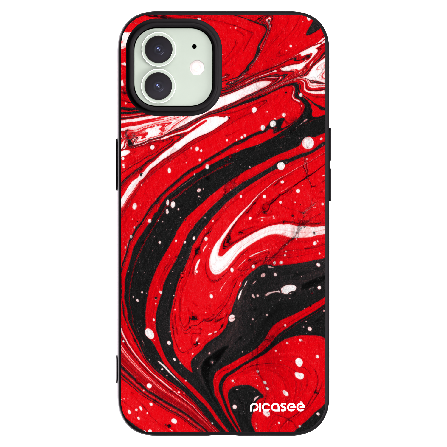 Picasee husă neagră din silicon pentru Apple iPhone 12 - Red black