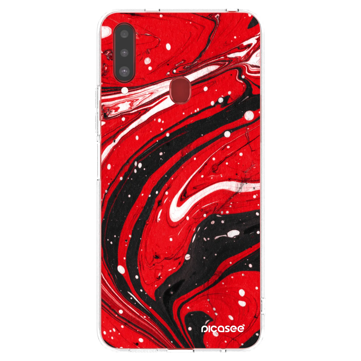Picasee husă transparentă din silicon pentru Samsung Galaxy A20s - Red black