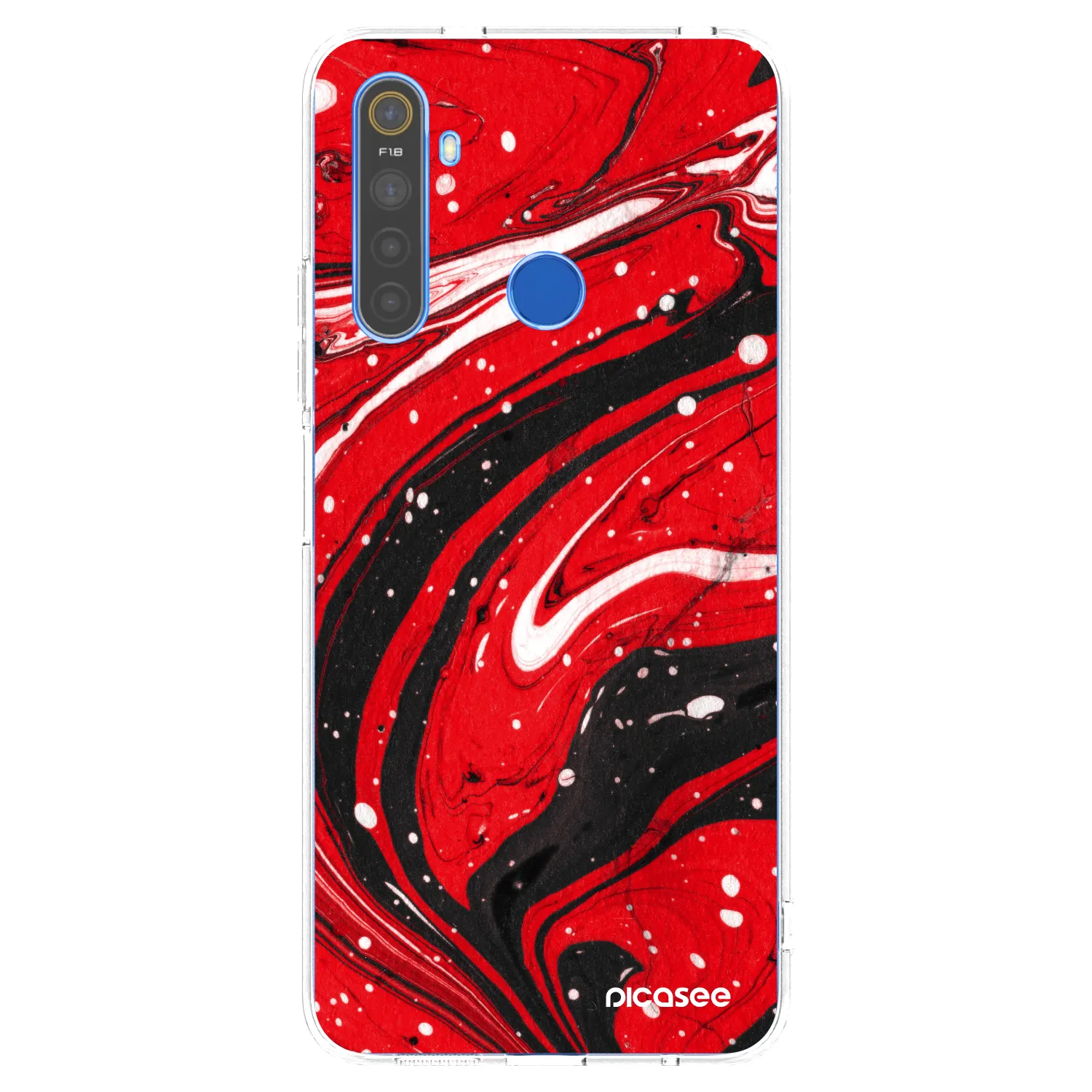 Picasee husă transparentă din silicon pentru Realme 5 - Red black