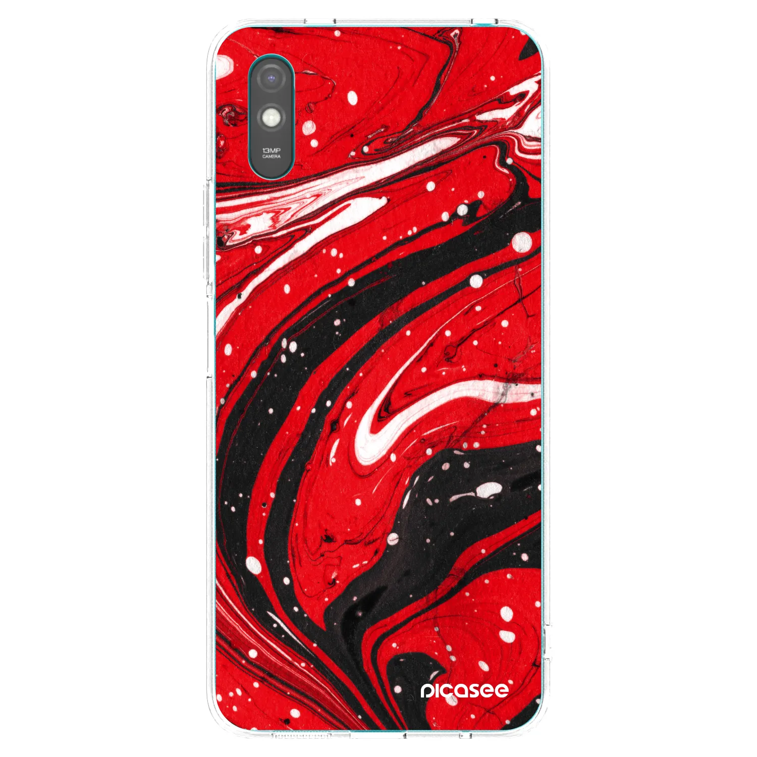 Picasee husă transparentă din silicon pentru Xiaomi Redmi 9AT - Red black