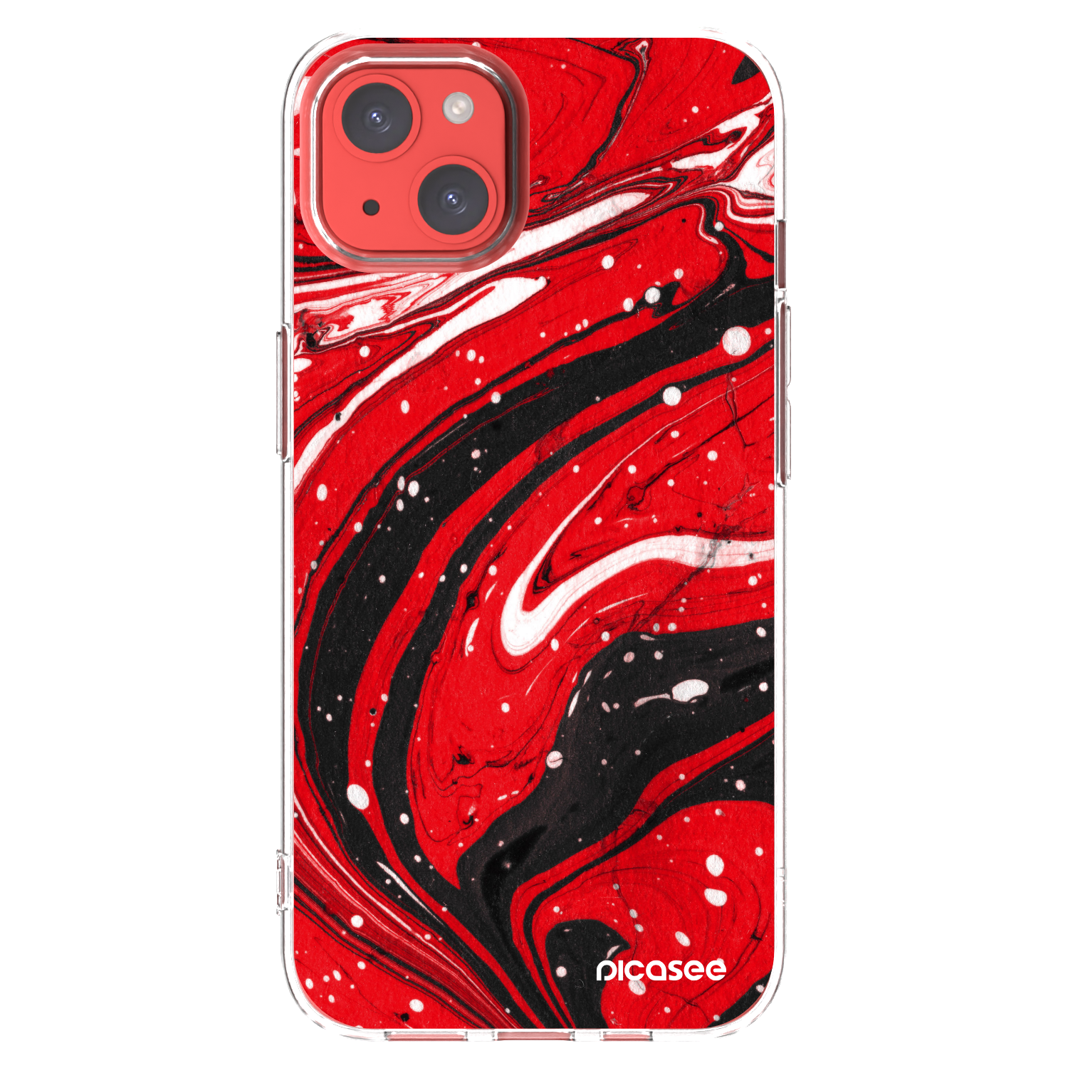 Picasee husă transparentă din silicon pentru Apple iPhone 13 - Red black
