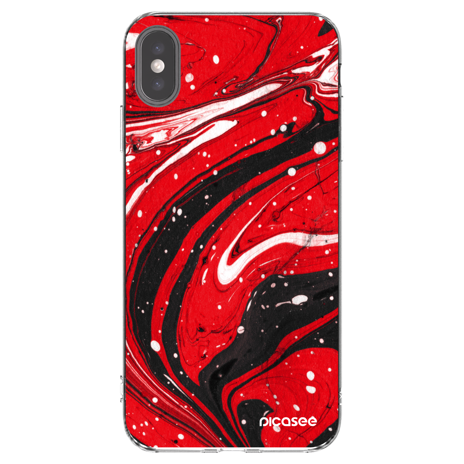 Picasee husă transparentă din silicon pentru Apple iPhone XS Max - Red black