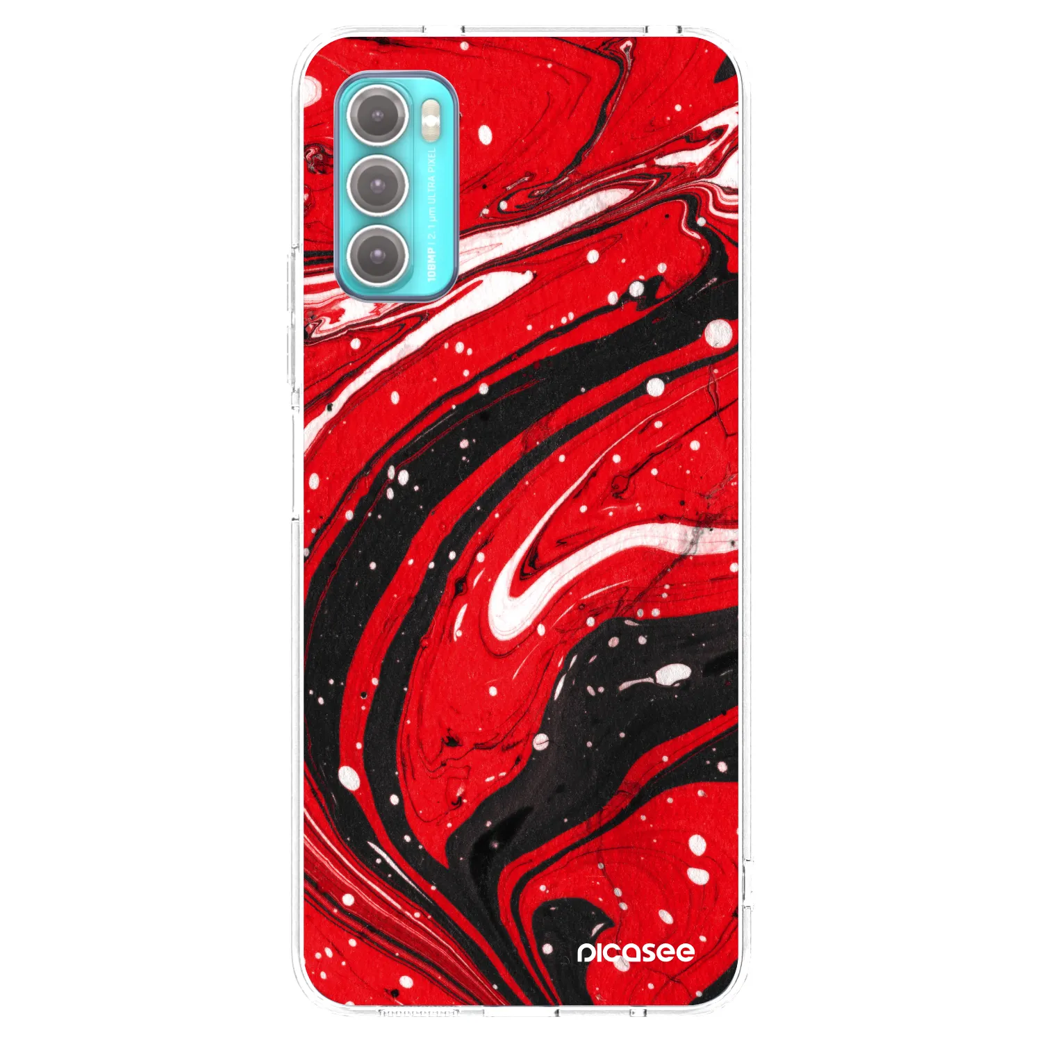Picasee husă transparentă din silicon pentru Motorola Moto G60 - Red black