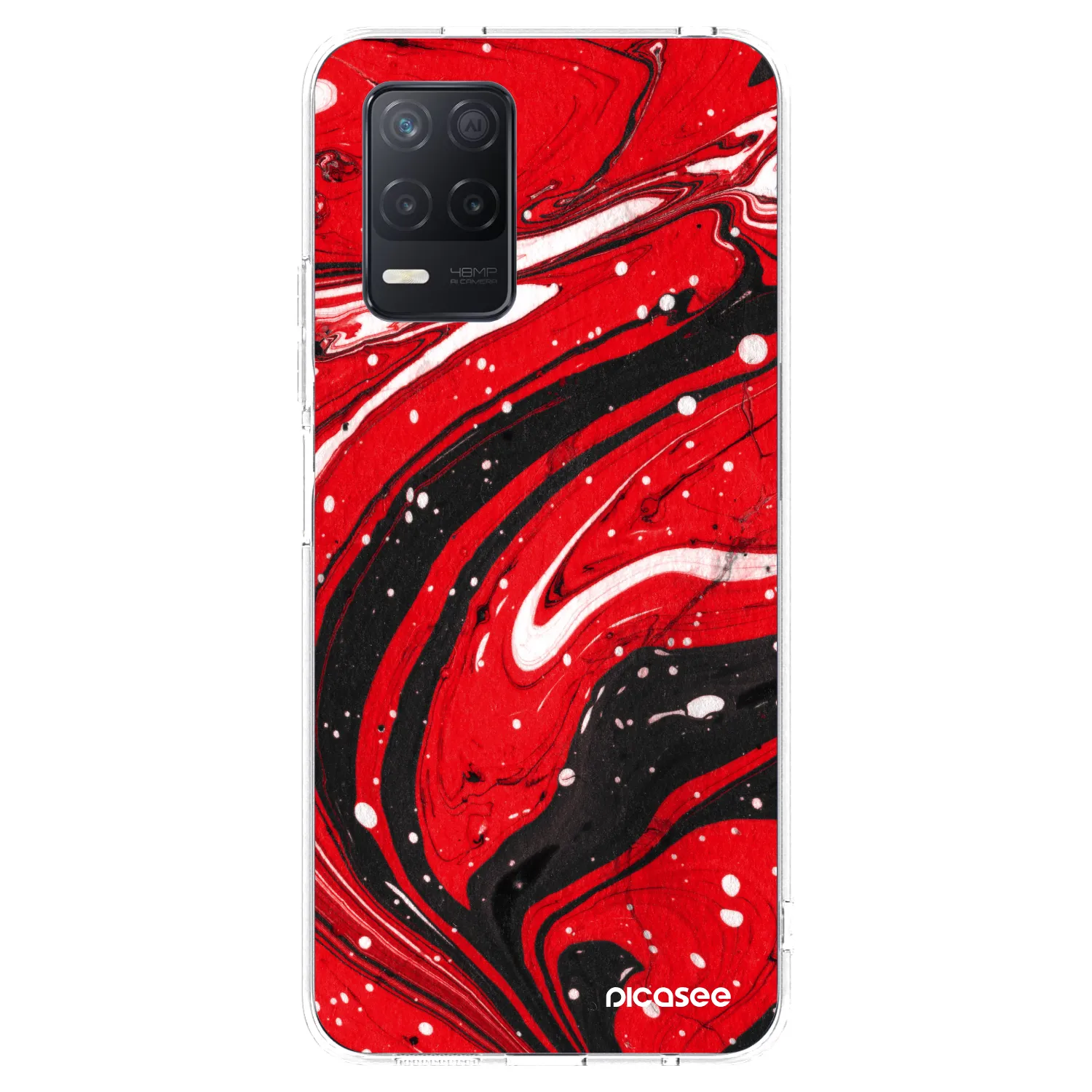 Picasee husă transparentă din silicon pentru Realme 8 5G - Red black