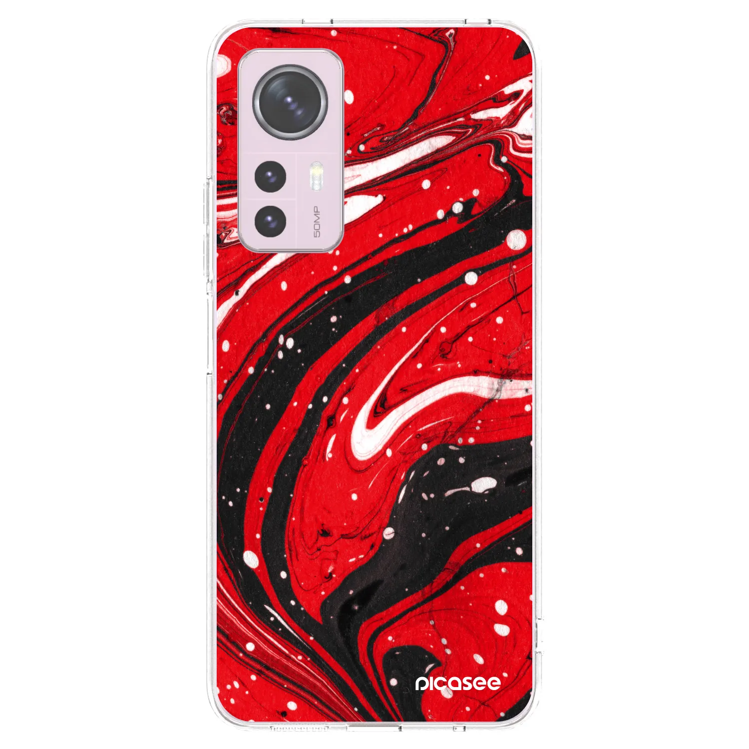 Picasee husă transparentă din silicon pentru Xiaomi 12 - Red black