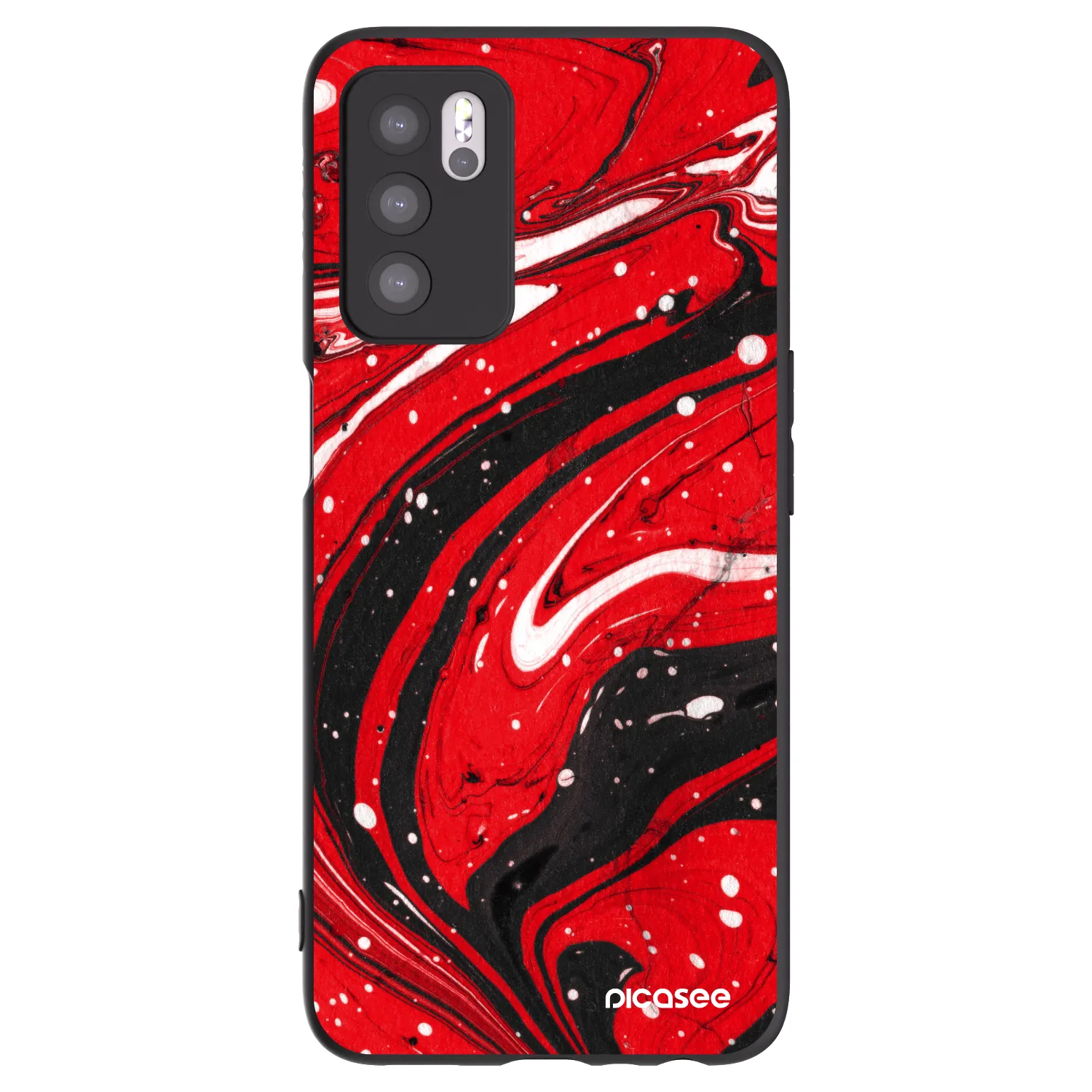 Picasee husă neagră din silicon pentru OPPO A16s - Red black