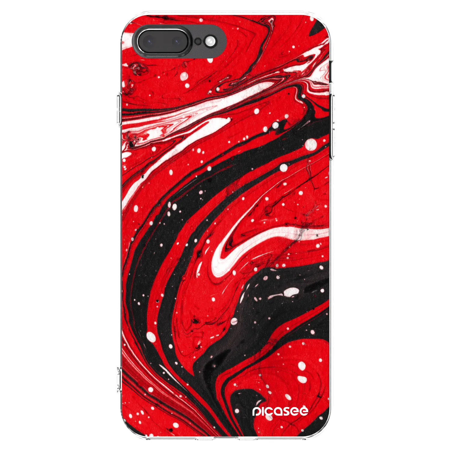 Picasee husă transparentă din silicon pentru Apple iPhone 8 Plus - Red black
