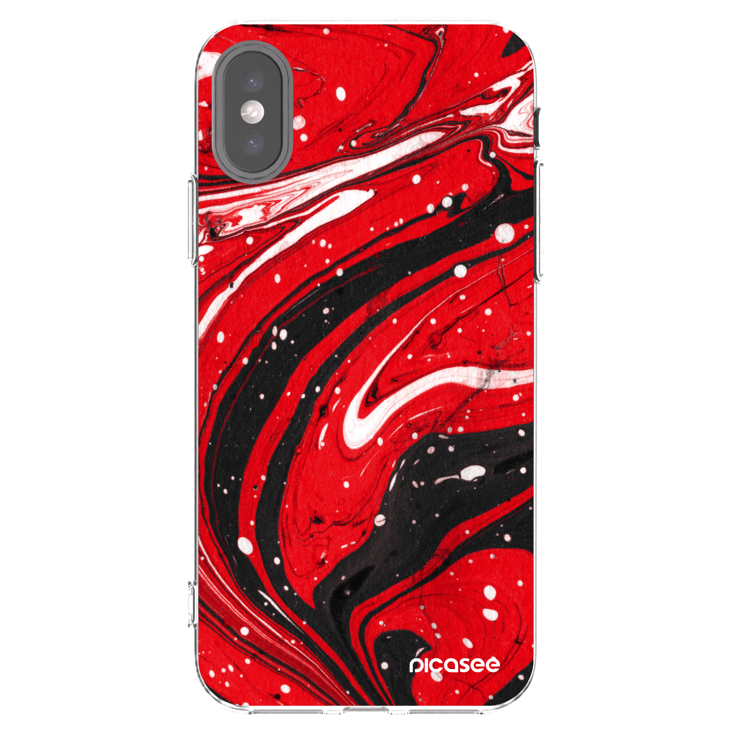 Picasee husă transparentă din silicon pentru Apple iPhone X/XS - Red black