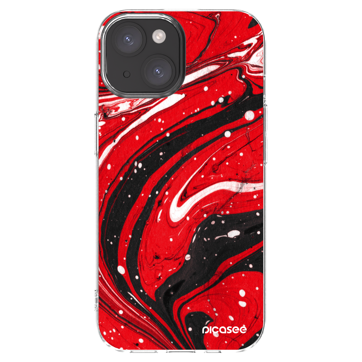 Picasee husă transparentă din silicon pentru Apple iPhone 15 - Red black