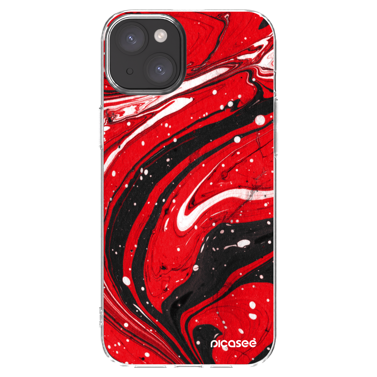 Picasee husă transparentă din silicon pentru Apple iPhone 15 Plus - Red black