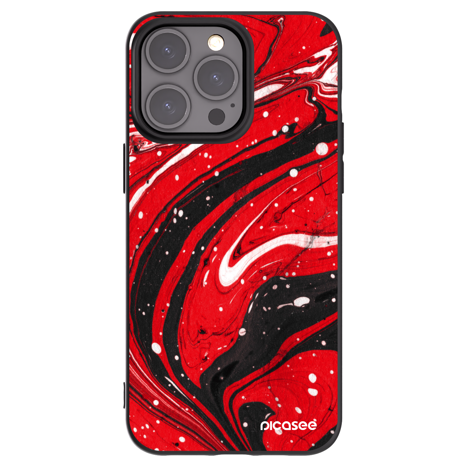 Picasee husă neagră din silicon pentru Apple iPhone 15 Pro Max - Red black