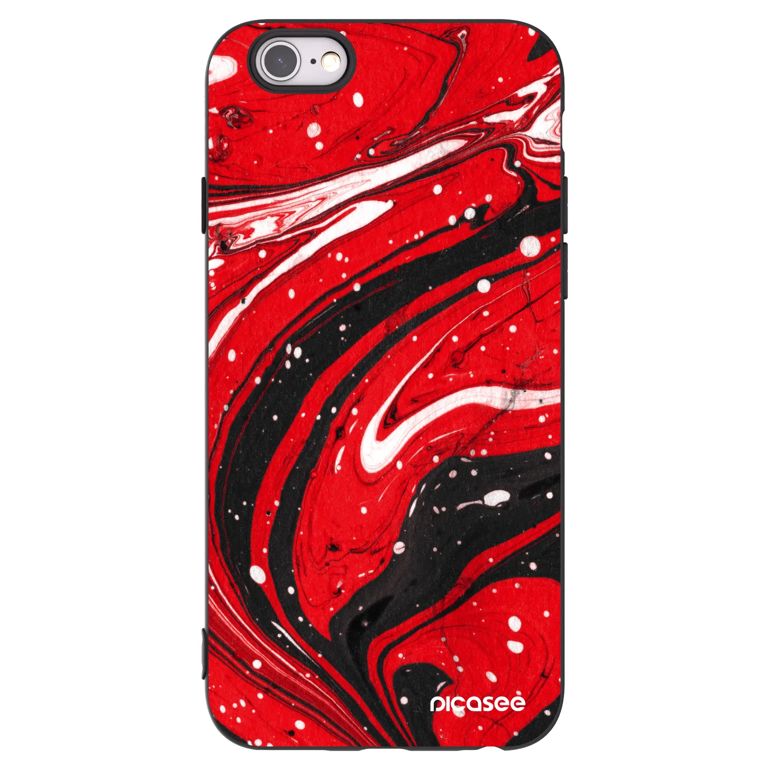 Picasee husă neagră din silicon pentru Apple iPhone 6/6S - Red black