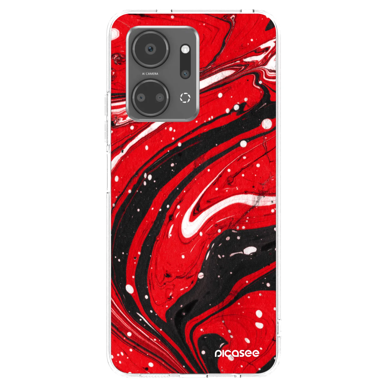 Picasee husă transparentă din silicon pentru Honor X7a - Red black