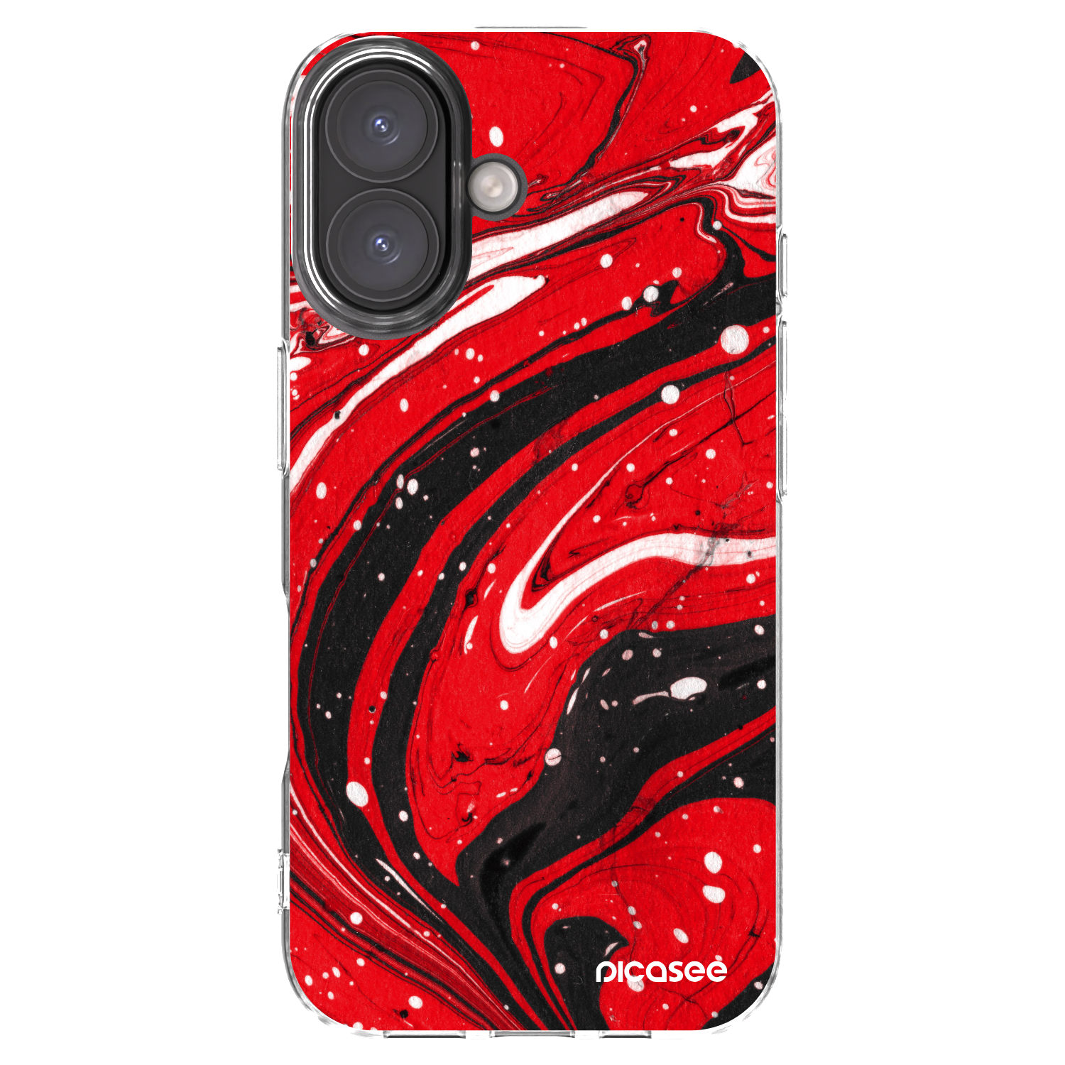 Picasee husă transparentă din silicon pentru Apple iPhone 16 - Red black