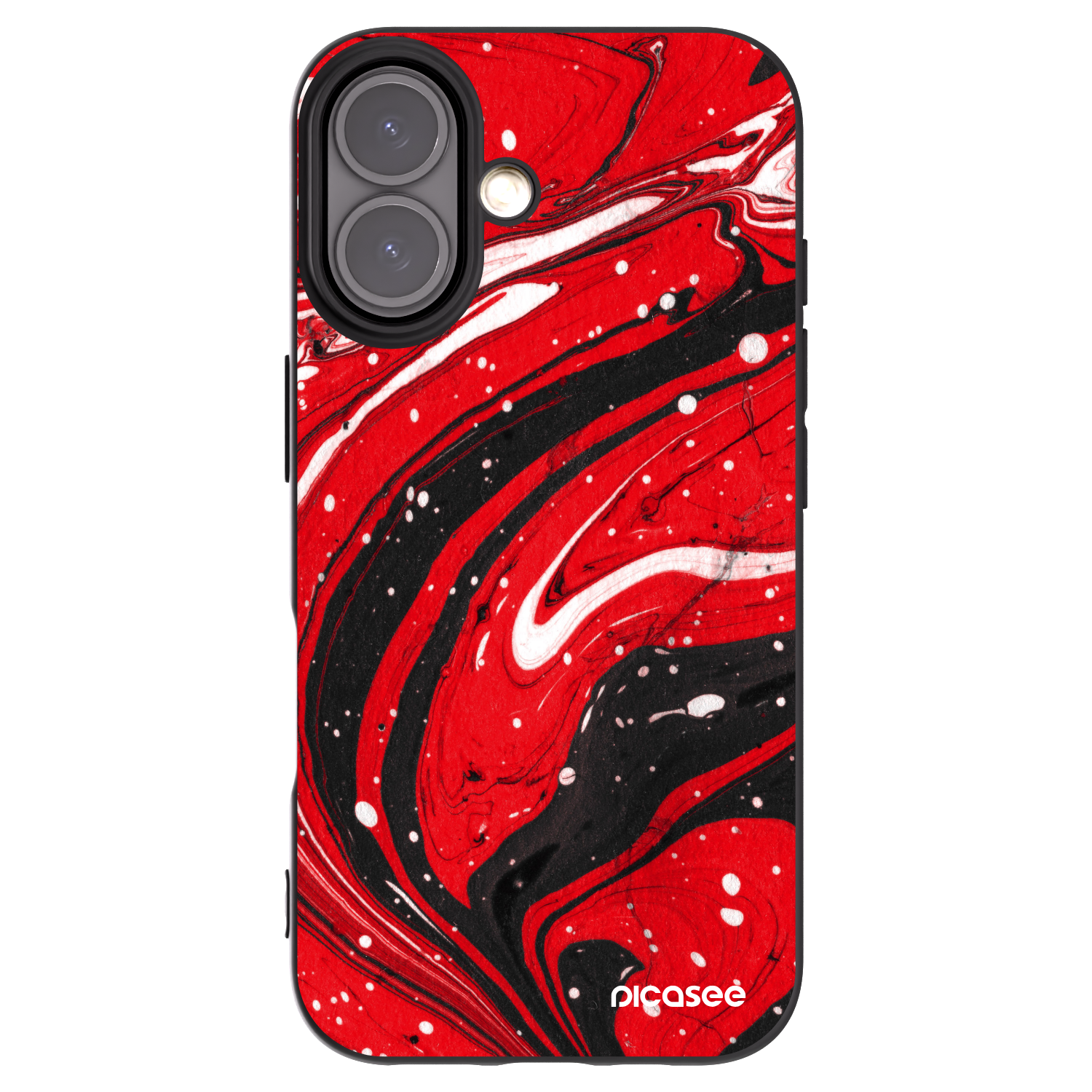Picasee husă neagră din silicon pentru Apple iPhone 16 - Red black
