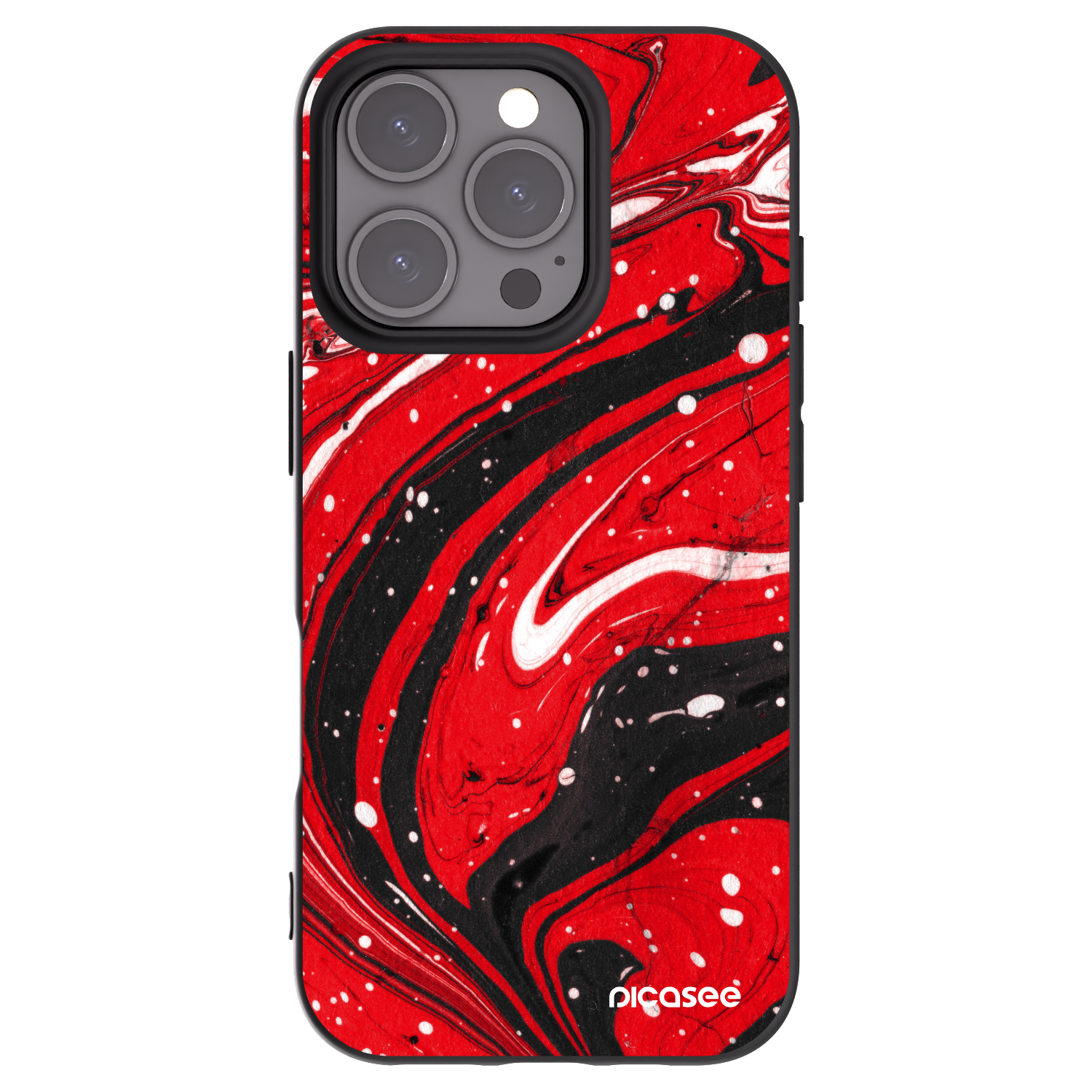Picasee husă neagră din silicon pentru Apple iPhone 16 Pro - Red black