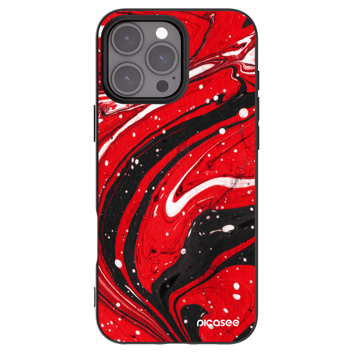Picasee husă neagră din silicon pentru Apple iPhone 16 Pro Max - Red black