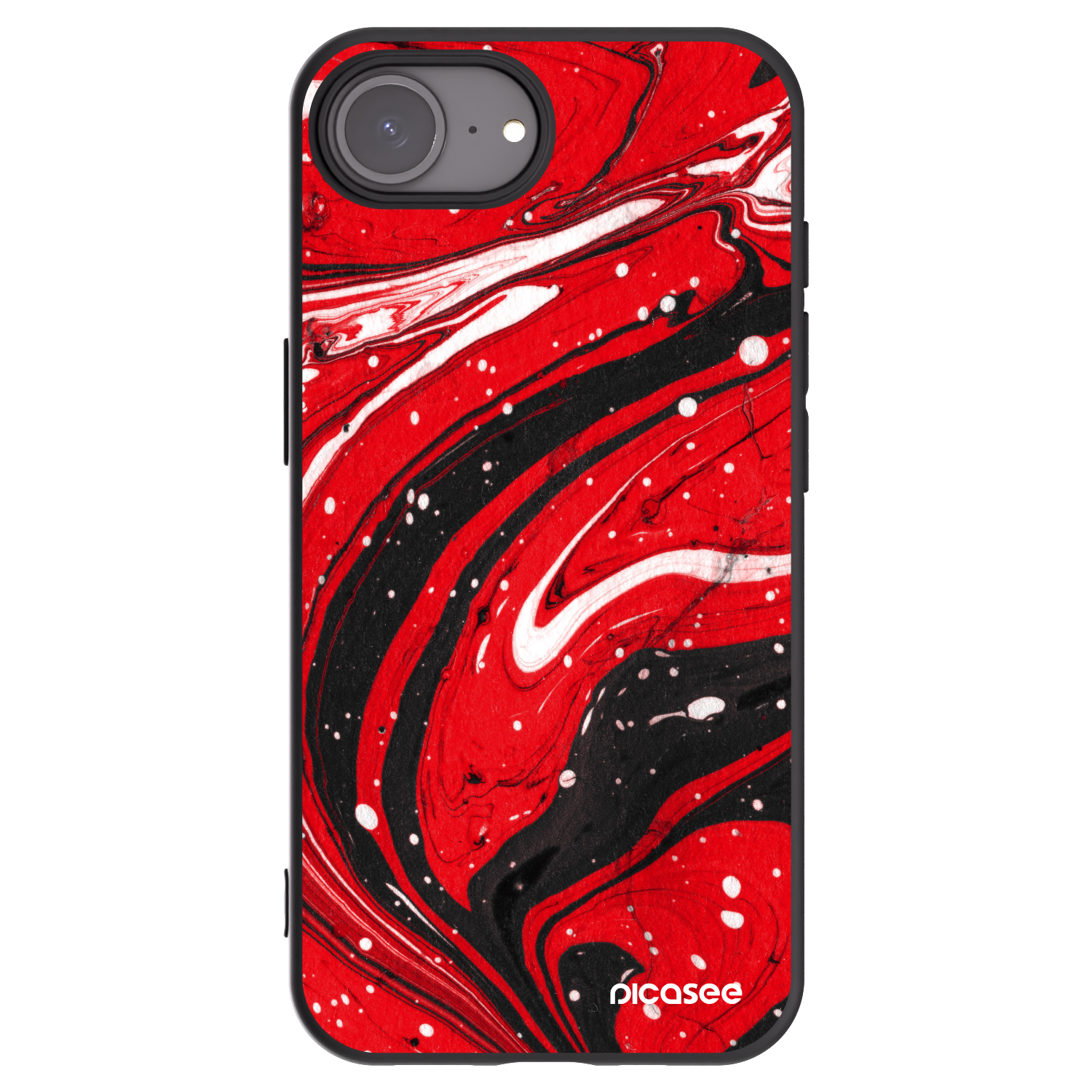 Picasee husă neagră din silicon pentru Apple iPhone 16e - Red black