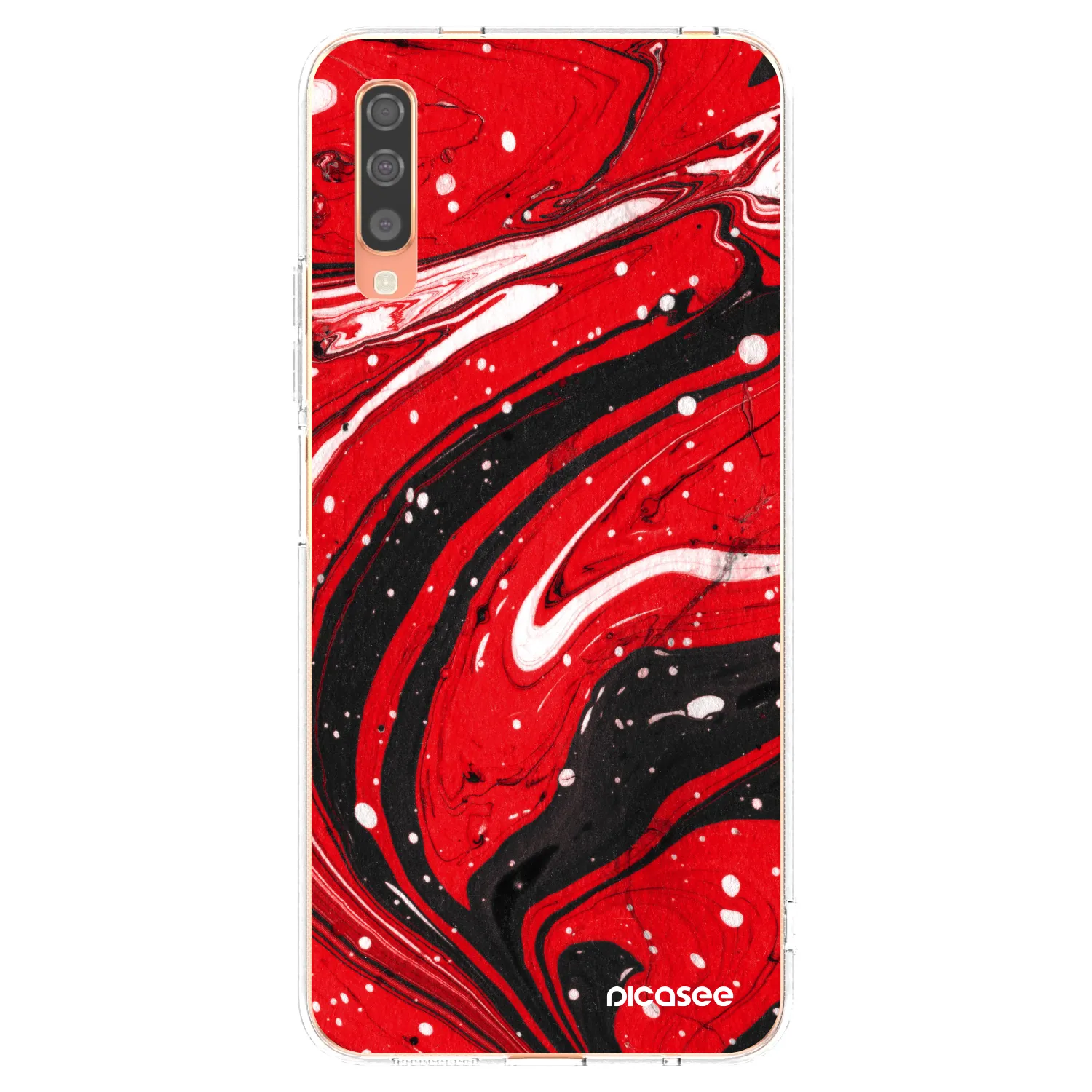 Picasee husă transparentă din silicon pentru Samsung Galaxy A70 A705F - Red black