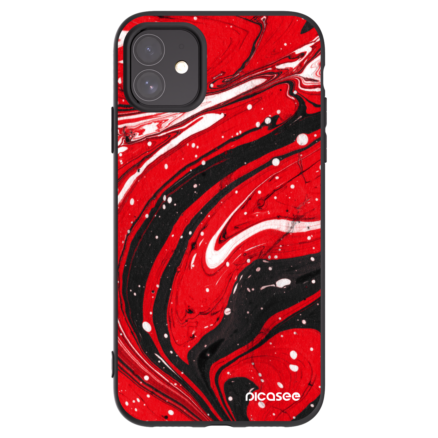Picasee husă neagră din silicon pentru Apple iPhone 11 - Red black