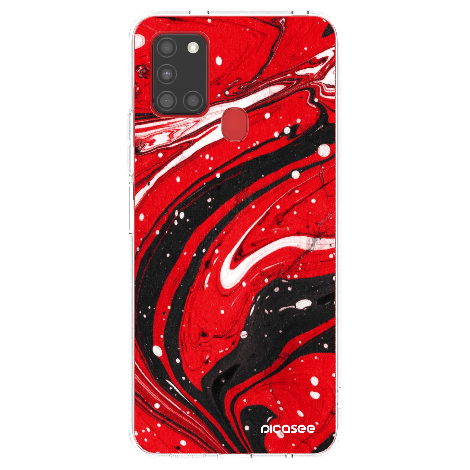 Picasee husă transparentă din silicon pentru Samsung Galaxy A21s - Red black
