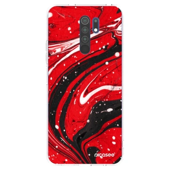 Picasee husă transparentă din silicon pentru Xiaomi Redmi 9 - Red black