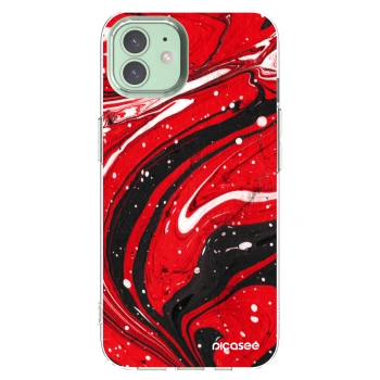 Picasee husă transparentă din silicon pentru Apple iPhone 12 - Red black