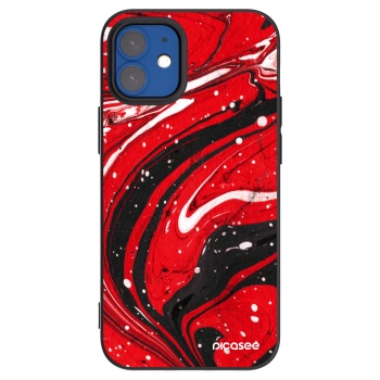 Picasee husă neagră din silicon pentru Apple iPhone 12 mini - Red black
