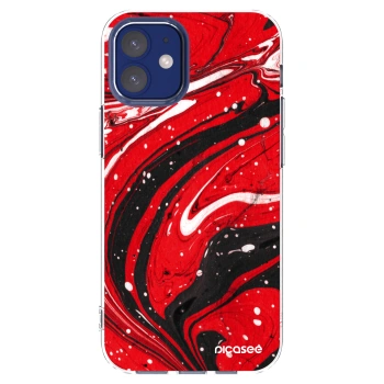 Picasee husă transparentă din silicon pentru Apple iPhone 12 mini - Red black