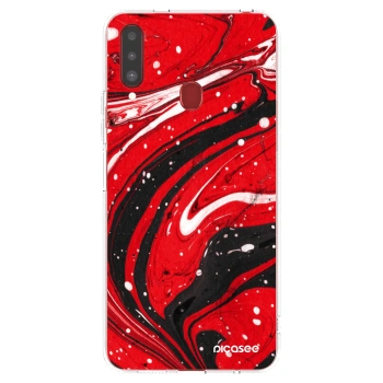 Picasee husă transparentă din silicon pentru Samsung Galaxy A20s - Red black