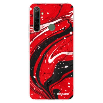 Picasee husă transparentă din silicon pentru Realme 6i - Red black