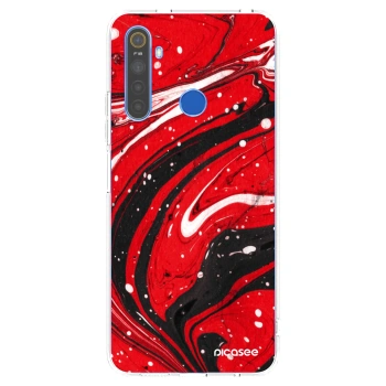 Picasee husă transparentă din silicon pentru Realme 5 - Red black