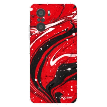Picasee husă transparentă din silicon pentru Xiaomi Poco F3 - Red black