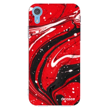 Picasee husă transparentă din silicon pentru Apple iPhone XR - Red black