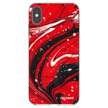 Picasee husă transparentă din silicon pentru Apple iPhone XS Max - Red black