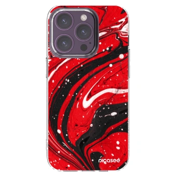 Picasee husă transparentă din silicon pentru Apple iPhone 14 Pro - Red black