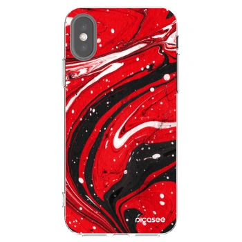 Picasee husă transparentă din silicon pentru Apple iPhone X/XS - Red black