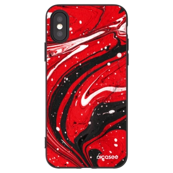Picasee husă neagră din silicon pentru Apple iPhone X/XS - Red black