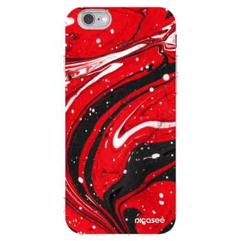 Picasee husă transparentă din silicon pentru Apple iPhone 6/6S - Red black