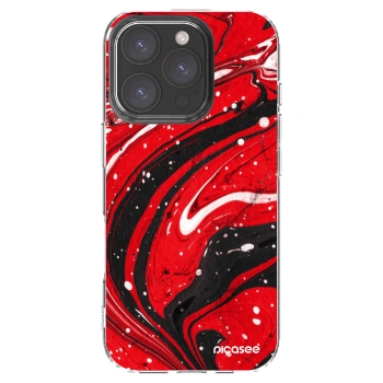 Picasee husă transparentă din silicon pentru Apple iPhone 16 Pro - Red black